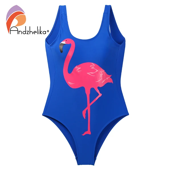 Andzelika bikini слитный купальник монокини с Розовым фламинго для девочки на девочек-подростков, подходит для занятий спортом и пляжного отдыха - Цвет: Light blue