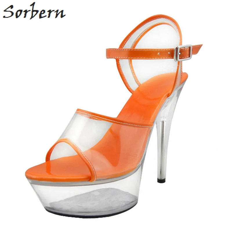 Sorbern 2018 женские босоножки прозрачные на платформе Mujer сандалии с застежкой