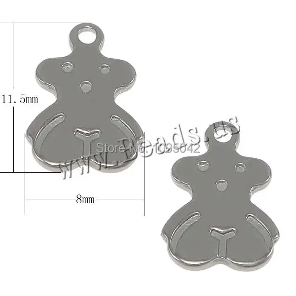 Free shipping!!!Stainless Steel Jewelry Pendants 2014 new fashion girl Bear oril color 8x11.50x1mm Hole:Approx 1mm|jewelry clean|jewelry daypendant