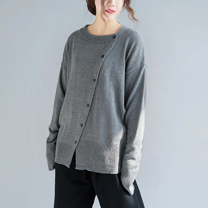 Johnature Autumn New Solid Color O-Neck Long Sleeve Knitting Tops 2022 Single-breasted Loose Casual Pullover Women Sweaters | Женская