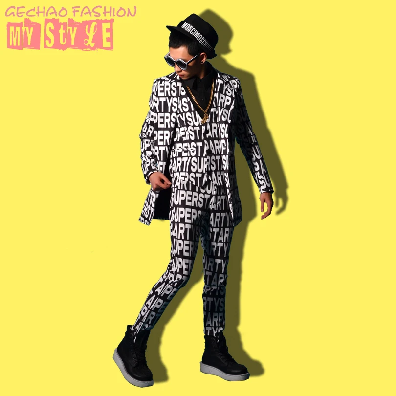 

M-6XL!Full-Text Visual Suit Sets Stage Nightclub Bar Singer Hair Bar Performances Accessories.