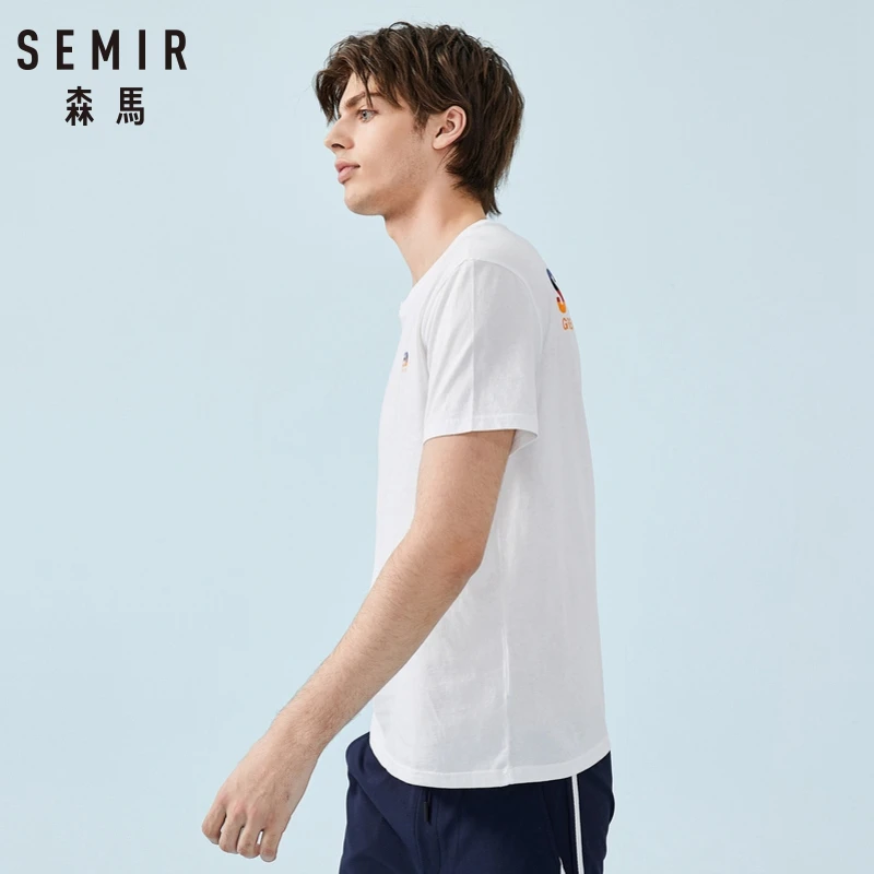 SEMIR Мужская Однотонная футболка мужская с круглым вырезом футболки и топы Блузы