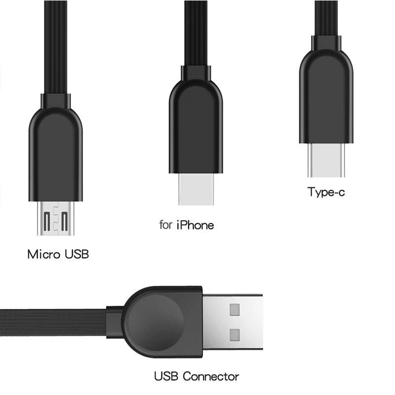 OATSBASF 1 м максимальная длина 3 в 1 Выдвижной USB кабель быстрой зарядки типа C для iPhone XS max X XR XS 7 Plus с кабелем Micro USB