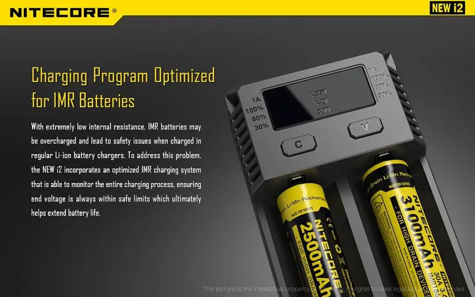 Nitecore Intelli Зарядное устройство i2 16340 CR123A 10440 AA AAA 14500 18650 26650, 22650, 17670, литий-ионный Тип/никель-металл-гидридного Универсальный Батарея Зарядное устройство