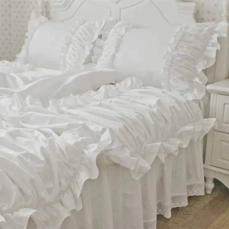 

Top luxury European bedding set elegant wrinkle duvet cover tribute silk bed sheet wedding decoration bedding princess bedspread
