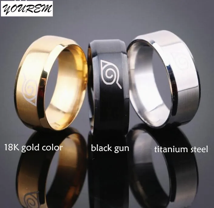 YOUREM drop ship ok gold color anti allergy 2018 New width 8mm men Naruto rings stainless steel classic women ring jewelry fj412 | Украшения