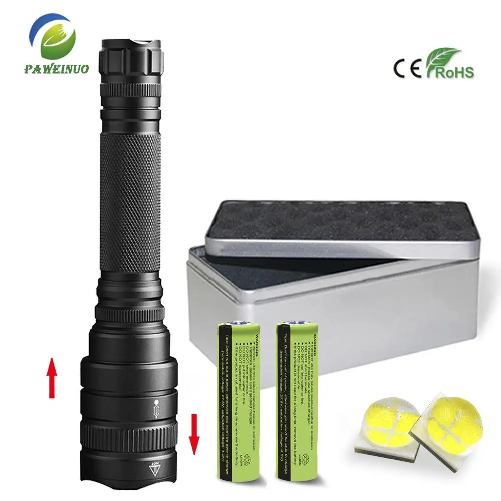 Светодиодный фонарик высокой мощности 40000 люмен перезаряжаемый аккумулятор 18650