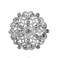 1 35 inch silver plated alloy and rhinestone crystal flower pin brooch corsage