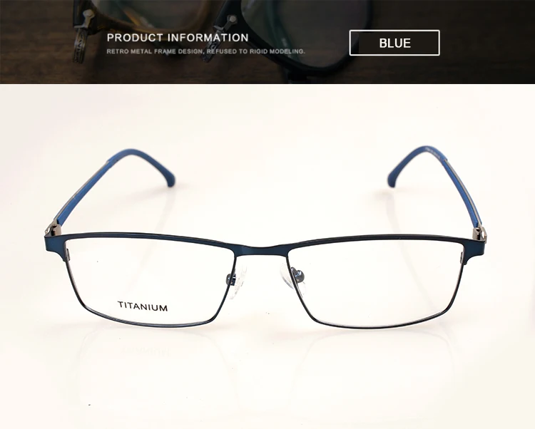 Blue Большие титановые квадратные очки, оправа, широкие очки gafas, оптические очки, подходят для близорукости, прозрачные очки для мужчин, очки для глаз - Цвет оправы: Blue