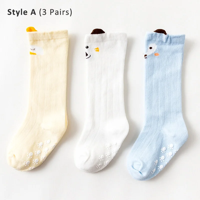 Style A 3 пары/партия, гольфы для малышей Нескользящие повседневные хлопковые носки для маленьких мальчиков и девочек стиль животных для детей 0-3 лет - Цвет: Style A
