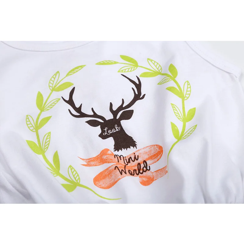 MCAGTZ Girls Dress 2016 Brand Clothes White Cartoon deer Print Voile Design for Kids Princess Dresses | Детская одежда и обувь
