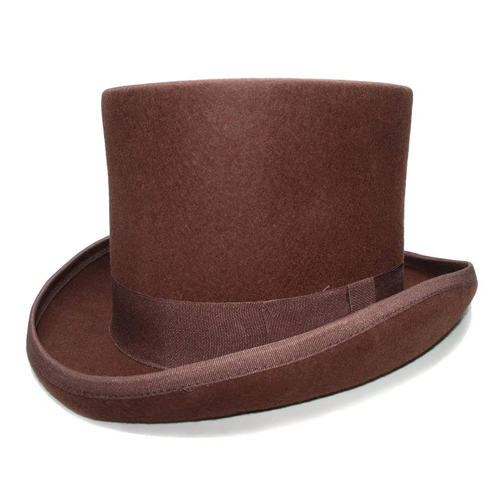 Brown M 57cm LUCKYLIANJI винтажный стимпанк Викторианский стиль официальный топ из шерсти Войлок волшебник Федора Mad Hatter президент Шерлок Холмс шляпа - Цвет: Brown M 57cm
