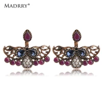 madrry turkish water drop resin stud earrings for women antique gold color crystal jewelry lady party decoration brincos aretes