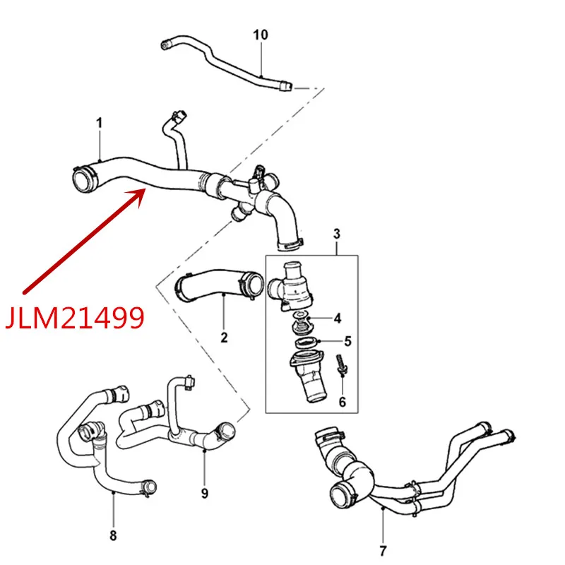 JLM21499 автомобильный шланг на охлаждающий резервуар для воды ja guarseries XF XJL Двигатель