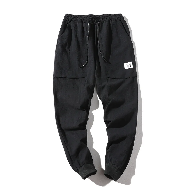 Брюки Карандаш мужские из 100% хлопка и льна повседневные модные однотонные штаны