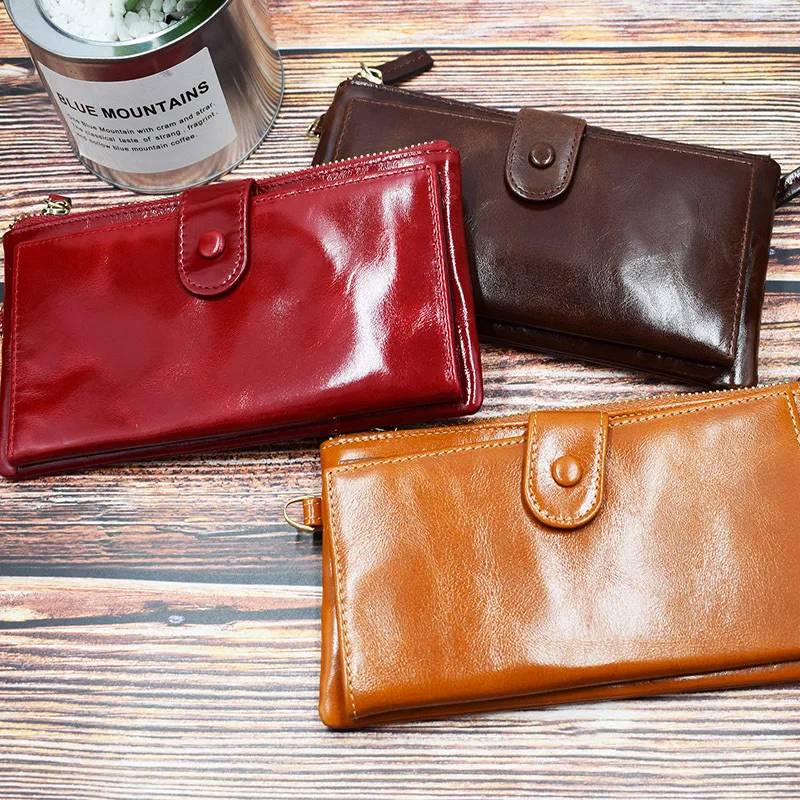 Новинка 2018 винтажные женские кошельки кошелек из натуральной кожи на молнии и