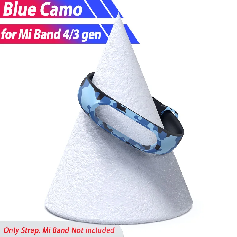 Camouflage Blue Мягкий силиконовый браслет для Xiaomi mi группа 4 Band 3 Камуфляжный ремешок силиконовый браслет-повязка на mi band4 band3 - Цвет: Camouflage Blue