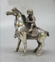 metal crafts christmas home decorationschinese old handwork tibet silver carved monkey riding horse statue sculpture