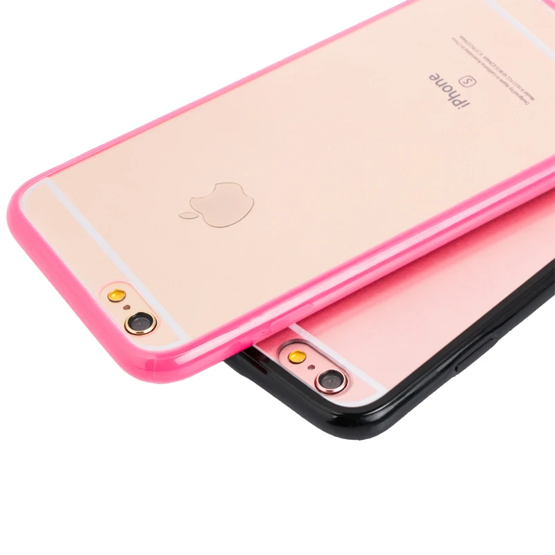 Candy Colors Soft TPU Frame+Transparent PC Back Cover for iPhone 6Plus 6S Plus 5.5'' Phone Case Protective Shell with Dust Plug |