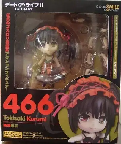 with retail box Новинка Nendoroid Аниме Фигурка Дата A Live Tokisaki Kurumi 466 Brinquedos ПВХ фигурка модель куклы детские игрушки " 10 см Y6047 - Цвет: with retail box