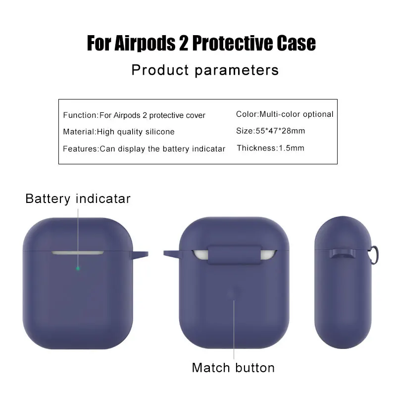 Мягкий силиконовый чехол для наушников Air Pods 2 противоударный защитный с ремешком