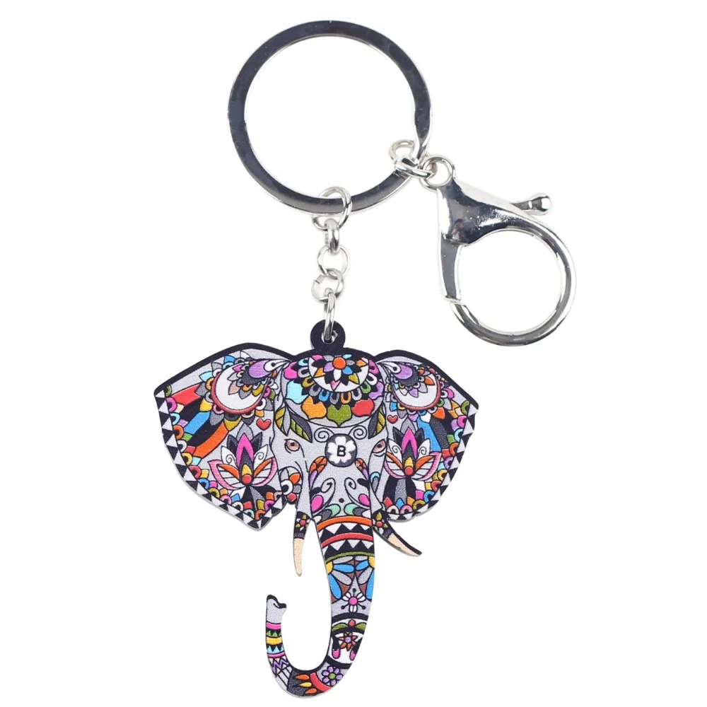 NEWEI акриловые животных Jewelry джунгли слон брелок для ключей jumbo пом подарок Для