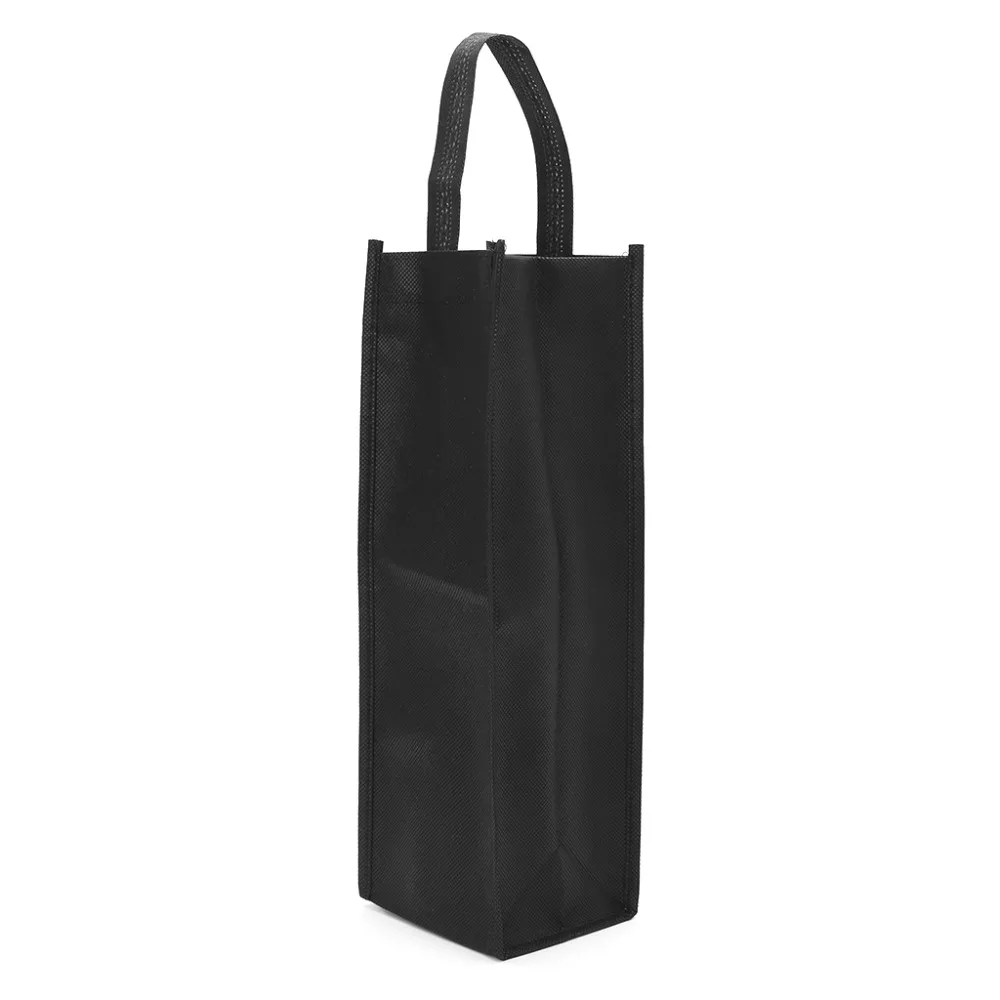 

1Pc Non-woven Fabric Red Wine Bottle Bags Gift Weddings Holiday Party Washable Wine Bottles Cover Black