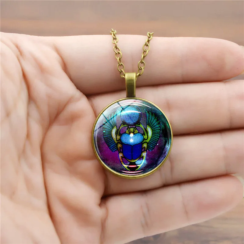 Египетский Жук с круглыми стеклянными подвесками подвески из сплава античные