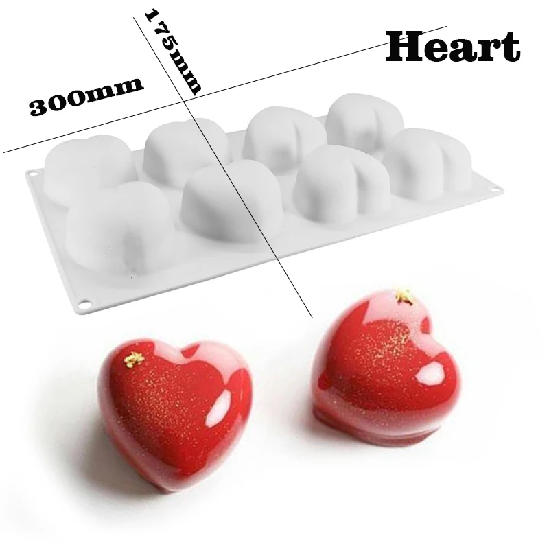 Heart shape SutoneFeel силиконовая мышь пресс-форм круглая форма сердца для десерта, шоколада формы для торта украшения инструменты - Цвет: Heart shape
