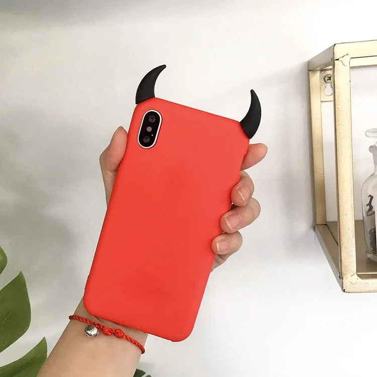 Мягкий силиконовый черный красный чехол S10 S9 S8 Devil Horns Demon Angle Cover для Samsung galaxy A10 A20E A30