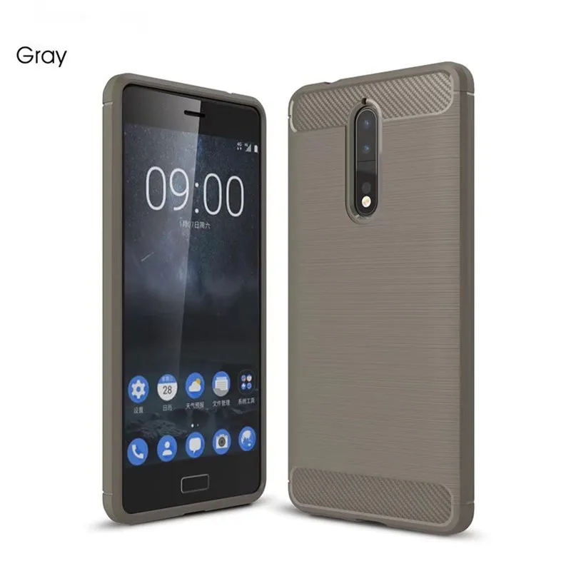 For Nokia 8 Cases Cover Carbon Fiber Texture Brushed Soft Silicone TPU Back Nokia8 TA-1012 Case 5.3 inch |