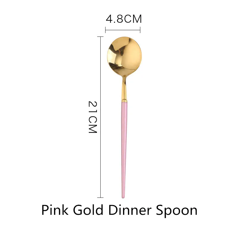 Pink Gold Spoon 1 шт. столовый набор столовых приборов, ножи, вилки, ложки, Западная кухня, столовая посуда из нержавеющей стали, домашние вечерние столовые приборы, набор посуды - Цвет: Pink Gold Spoon