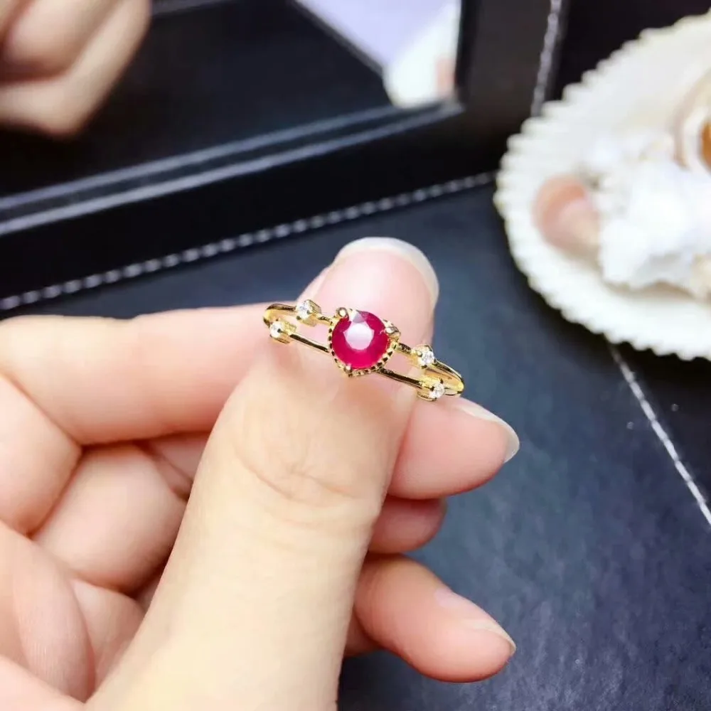 Shilovem натуральный сжигание голубя крови кольца из рубинового драгоценного камня для женщин Настоящее 925 пробы серебро подарок модный mj0505880agh