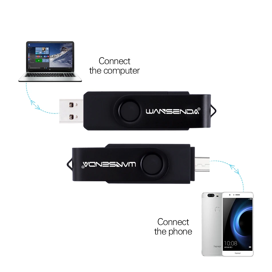 Новый usb 3 0 WANSENDA OTG USB флеш накопитель для Android/планшета 16 гб 32 64 128 256 флешка 2 в 1 Micro