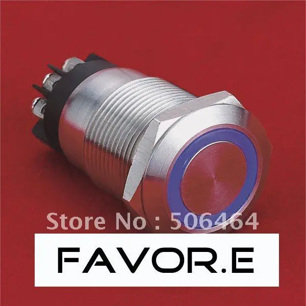 

* Stainless steel 19mm IP65 5A/250VAC ring illuminated 1NO 1NC Momentary LED metal Push Button Switch Flat round screw terminal