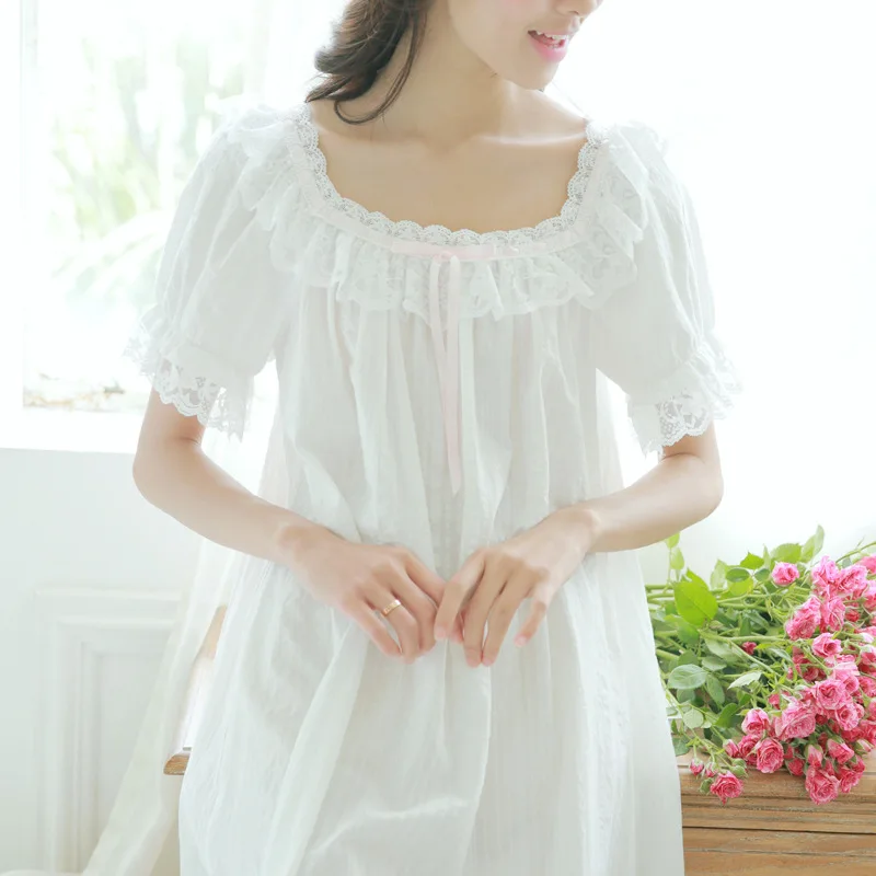 Женская юбка для сна хлопковая прозрачная Осенняя ночная рубашка с длинными