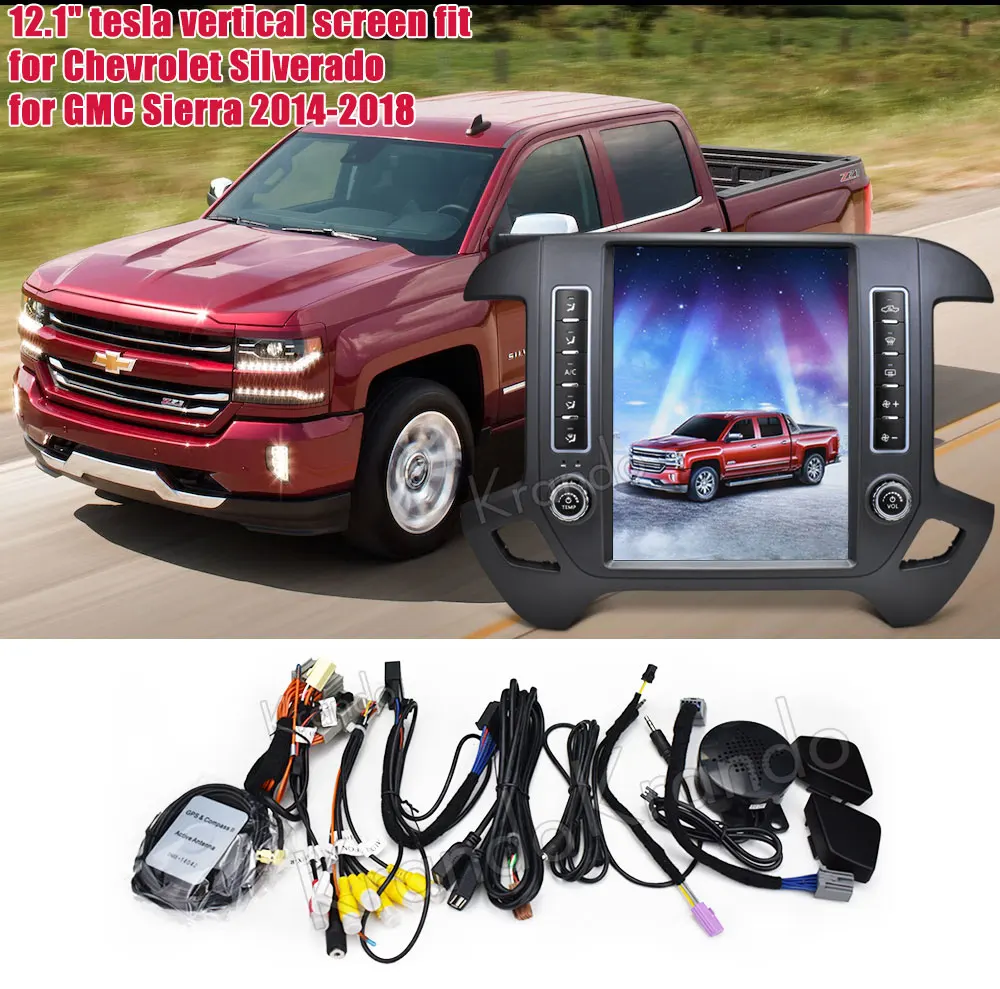 Krando Android 8,1 12," Tesla Стиль Вертикальное автомобильное радио для Chevrolet Silverado и GMC Sierra- навигационный плеер