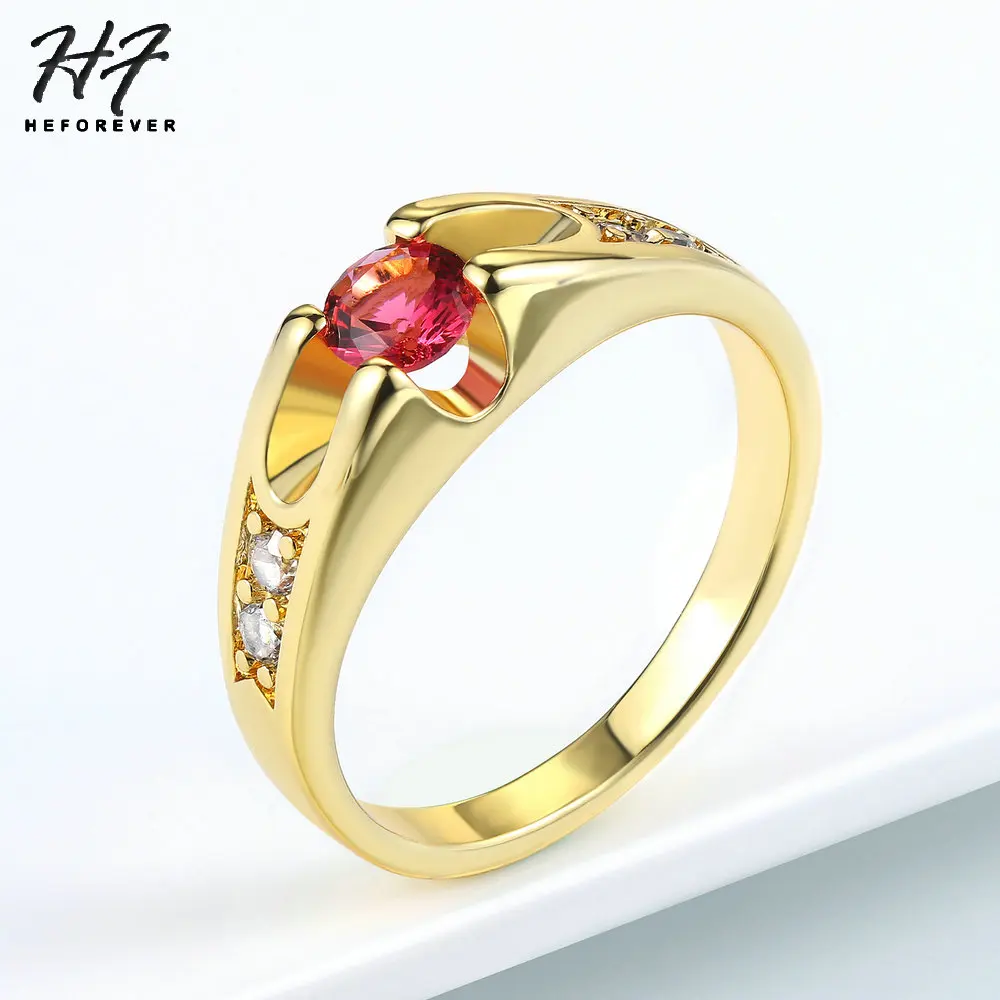 yellow gold red 6 предметов, свадебные кольца с фианитами и кристаллами для женщин и мужчин, розовое золото, кубический цирконий, вечерние обручальные ювелирные изделия для влюбленных R249 R110 - Цвет основного камня: yellow gold red