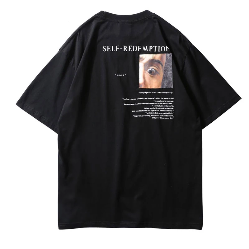 

Self Redemption Patchwork Printed T-Shirt 2018 Hip Hop Short Sleeve Streetwear Tops Tees Fashion Skateboards Tshirts