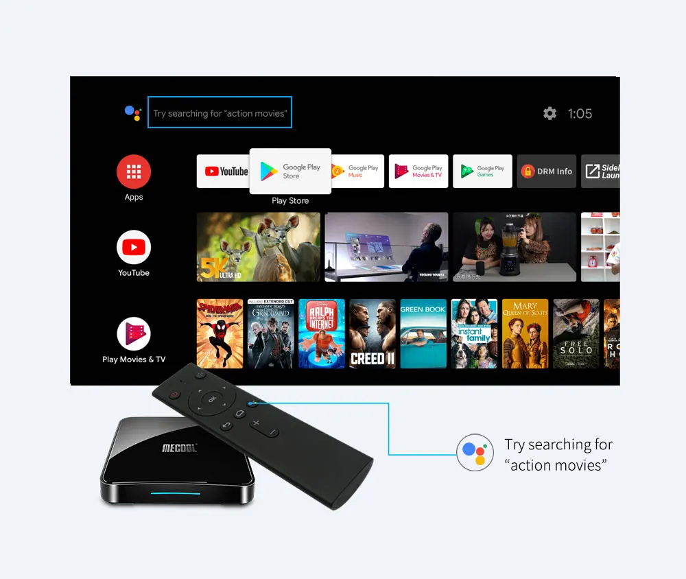 MECOOL KM3 Android 9,0 голос Управление ТВ Box Amlogic S905X2 2,4G 5G Wi-Fi Bluetooth 4,1 Декодер каналов кабельного телевидения Поддержка 4 K HD медиа-плеер