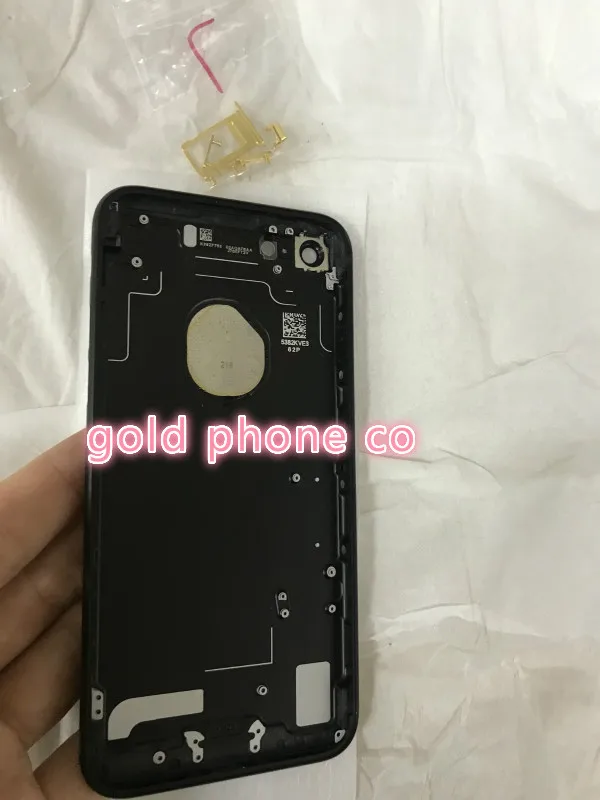 Безупречное качество корпус для iphone 7 матовый черный Задняя крышка батарея двери шасси с золотым логотипом+ карты лоток Золото пуговицы