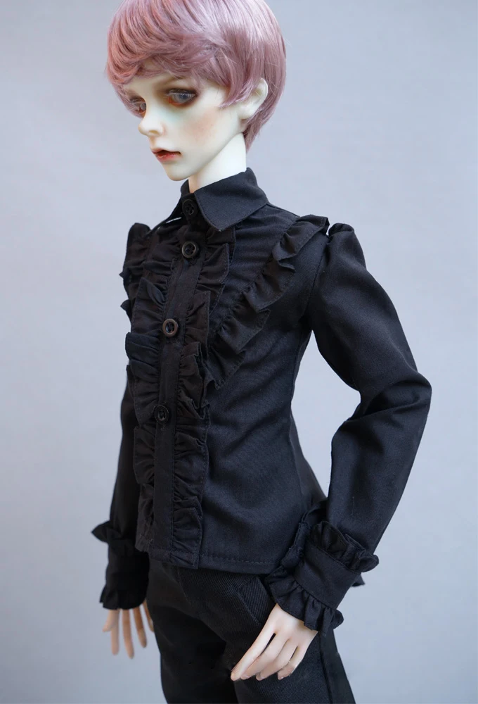 BJD Кукольное платье подходит для 1/3 1/4 SD MSD мужские модные черные кружевные рубашки с длинными рукавами куртка кукольные аксессуары