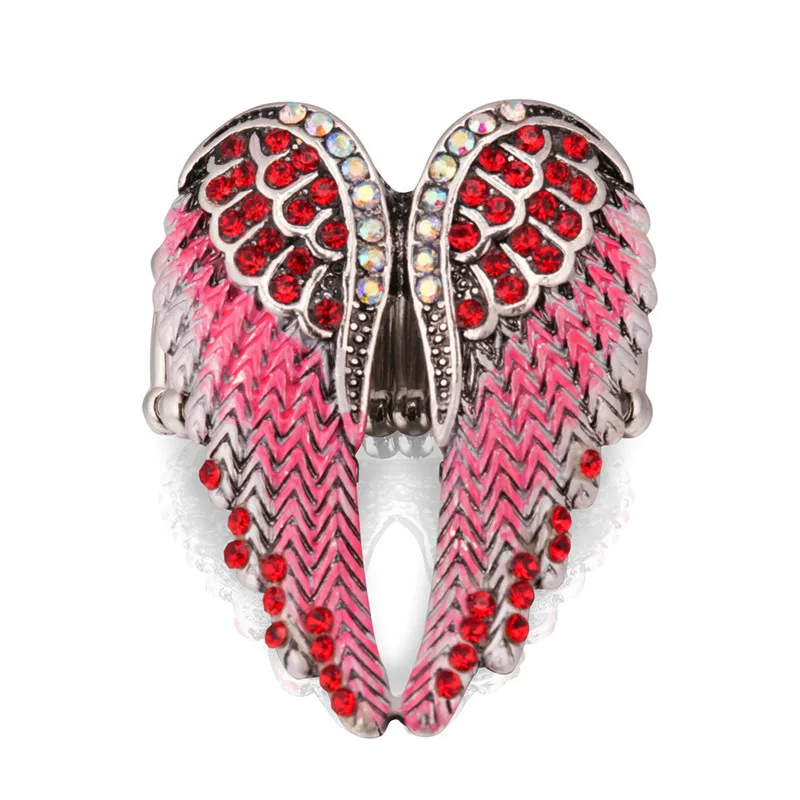 Angel Wings Crystal Rings For Women Jewelry Silver Opening Adjustable Ring For Female Engagement Ring Wedding Promise Rings Boho