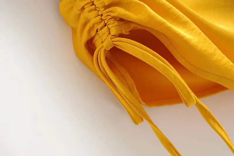 Bazaleas шикарное женское мини платье с боковой шнуровкой vestidos желтое шелковое