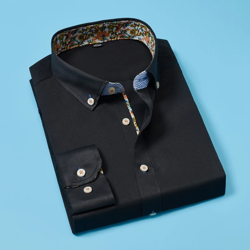 Мужская Новая рубашка с длинным рукавом деловые повседневные приталенные