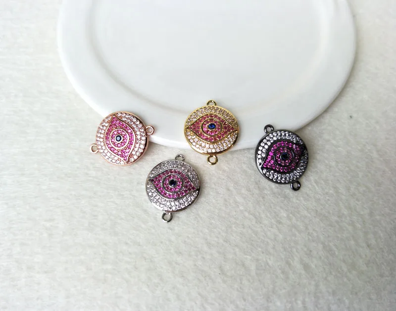 10 шт. турецкий стиль сглаза двойной разъем CZ цирконий микро паве кристалл