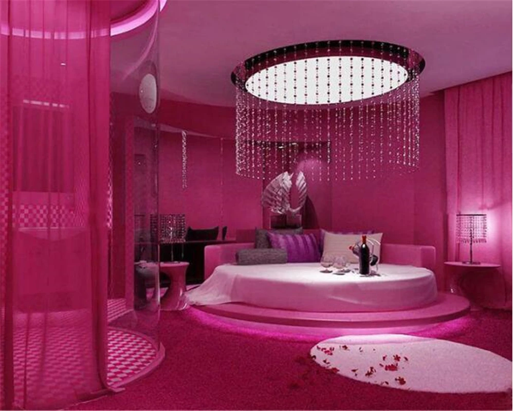 Обои из нетканого материала простые цвета розовый красный для спальни |