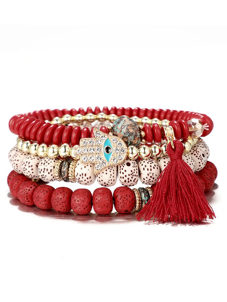 Браслет женский элегантные нежные цветные с бусинами винтажные из полимерного