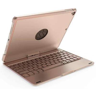 gold Роскошные 360 вращающийся алюминиевый сплав чехол для Apple iPad Pro 9,7 /iPad Air/Air 2 Беспроводной покрытие клавиатуры Bluetooth+ ручка+ защитная пленка на экран - Цвет: gold