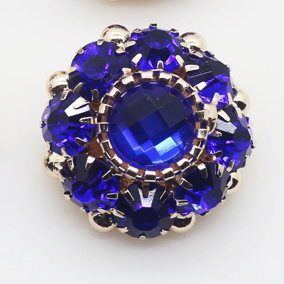 No.9 Royal blue LKeRan, 5 шт., 26 мм, Модные металлические хрустальные пуговицы в форме гриба, сделай сам, Цветочные Стразы, украшение для рукоделия, Швейные аксессуары для художественного оформления - Цвет: No.9 Royal blue